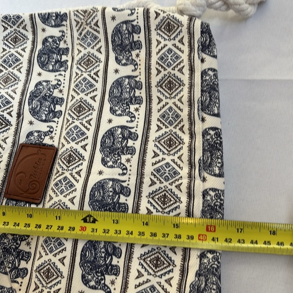 Canvas Elephant Print Drawstring Backpack Bohemian, Hippie - Picture 11 of 14